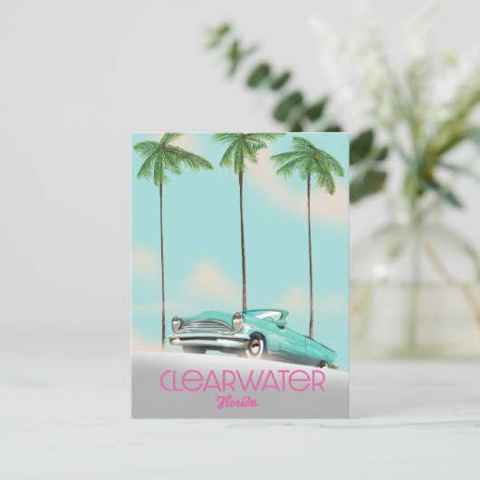 Clearwater Florida vintage stijl reisposter Briefkaart (Staand voorkant)