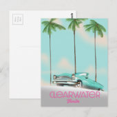 Clearwater Florida vintage stijl reisposter Briefkaart (Voorkant / Achterkant)
