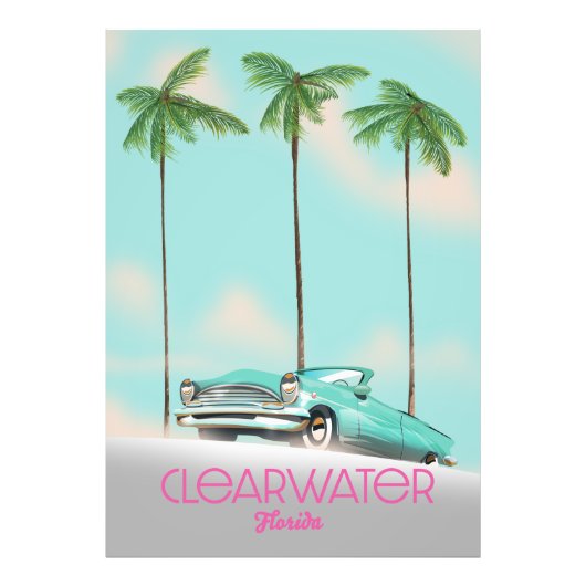 Clearwater Florida vintage stijl reisposter Foto Afdruk (Voorkant)