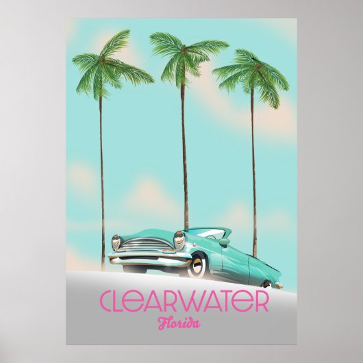 Clearwater Florida vintage stijl reisposter Poster (Voorkant)