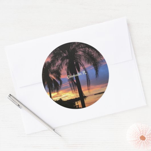 Clearwater, landschapsfoto van Florida Ronde Sticker (Envelop)