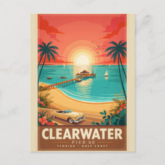 Clearwater Pier 60 Vintage Florida Reisposter Briefkaart