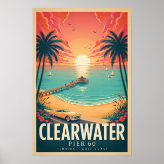 Clearwater Pier 60 Vintage Florida Reisposter Poster
