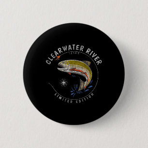 Clearwater River Forel Vliegvissen Souvenir Clearw Ronde Button 5,7 Cm