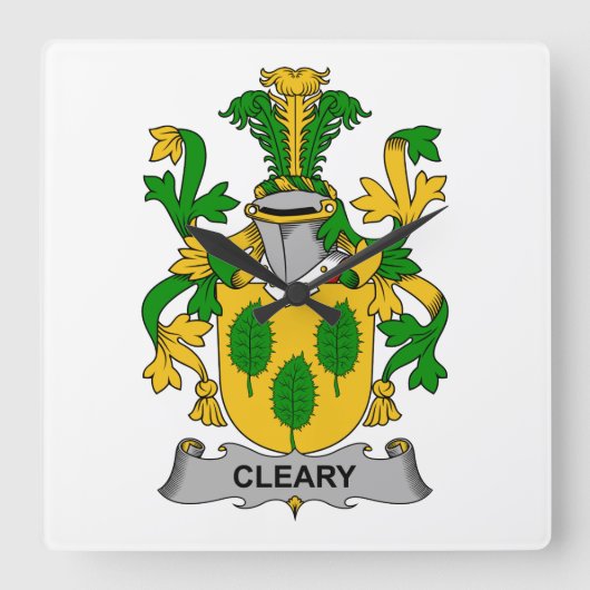 Cleary Family Crest Vierkante Klok (Voorkant)
