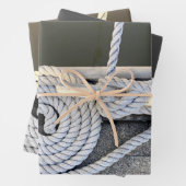 Cleat Hitch Maritime Wrapping Paper Flat Sheet Set (In situ)