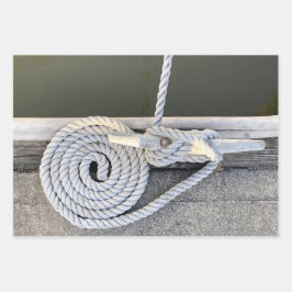 Cleat Hitch Maritime Wrapping Paper Flat Sheet Set
