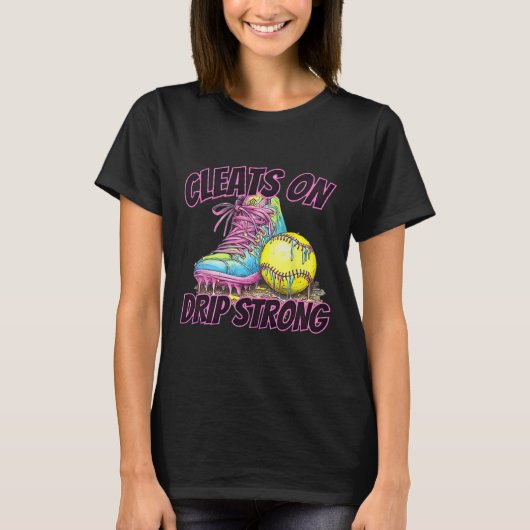 Cleats On Drip Strong Softll Drip Softll Mom Retro T-shirt (Voorkant)