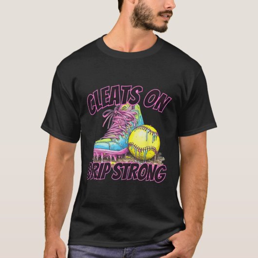 Cleats On Drip Strong Softll Drip Softll Mom Retro T-shirt (Voorkant)