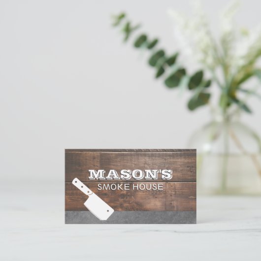 Cleaver | Hout en Leisteen Visitekaartje (Staand voorkant)