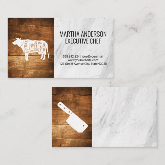 Cleaver | Houten Marmer Rund Diagram Visitekaartje (Voorkant / Achterkant)