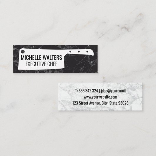 Cleaver Knife | Achtergrond marmer Mini Visitekaartje (Voorkant / Achterkant)