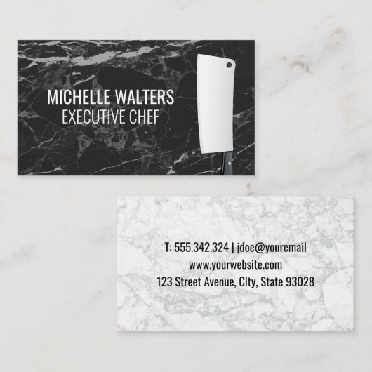 Cleaver Knife | Achtergrond marmer Visitekaartje (Voorkant / Achterkant)