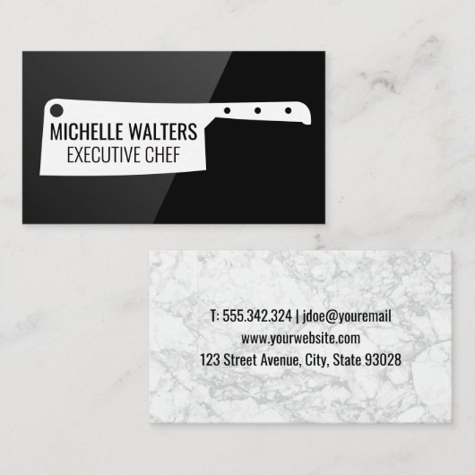 Cleaver Knife | Zwart gloss | Cultuur Visitekaartje (Voorkant / Achterkant)