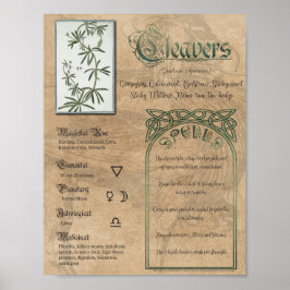 Cleavers Herbal Book of Shadows Pagan Wiccan Poster