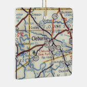 Cleburne Texas 50's Map Keramisch Ornament (Rechts)