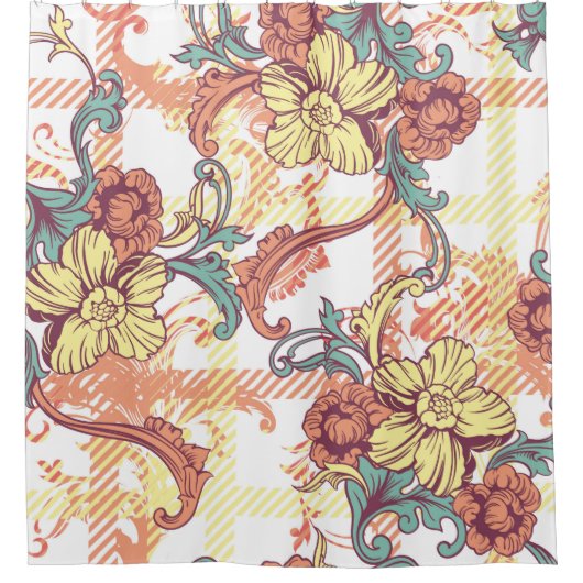 Clectisch weefsel naadloos patroon met baroqu douchegordijn (Voorkant)