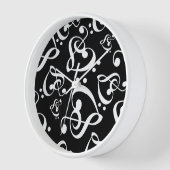 Clef Bass Clef Hearts Music Pattern-klok (Hoek)