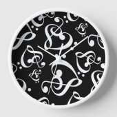 Clef Bass Clef Hearts Music Pattern-klok (Voorkant)