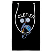 Clef-er Funny Music Pun Dark BG Klein Cadeauzakje (Voorkant)