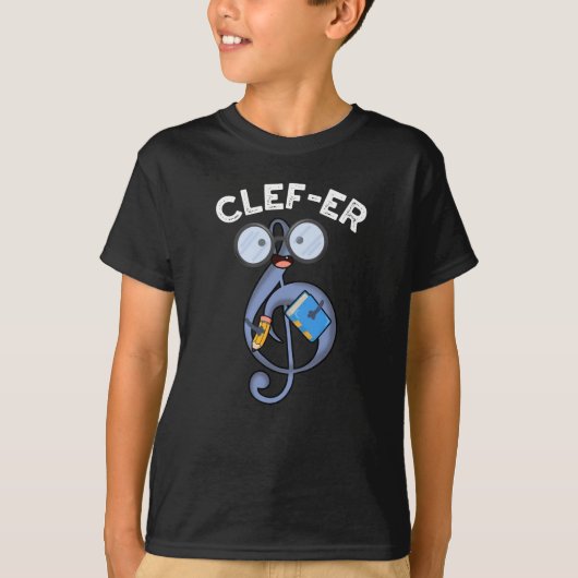 Clef-er Funny Music Pun Dark BG T-shirt (Voorkant)