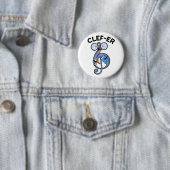 Clef-er Funny Music Pun Ronde Button 5,7 Cm (In situ)
