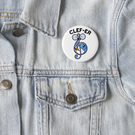 Clef-er Funny Music Pun Ronde Button 5,7 Cm (In situ)