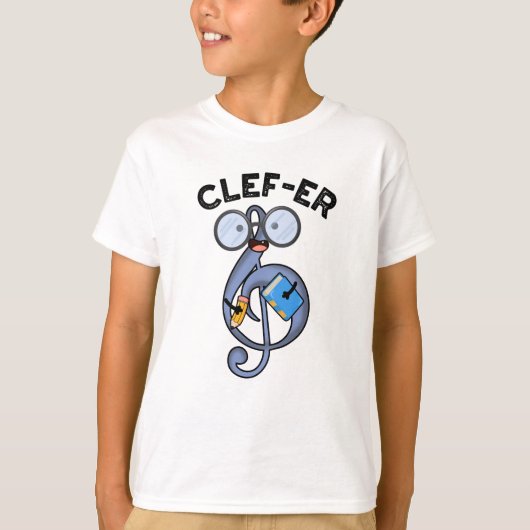 Clef-er Funny Music Pun T-shirt (Voorkant)