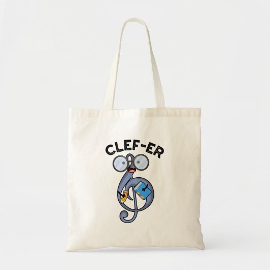 Clef-er Funny Music Pun Tote Bag (Voorkant)