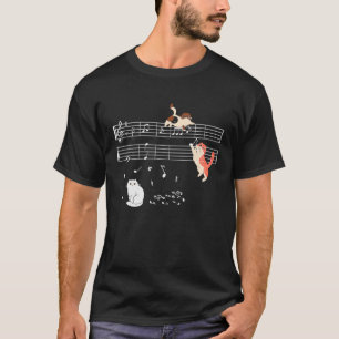 Clef Musician Cute Cat Kat die Muzieknotitie afspe T-shirt