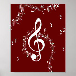 Clef muziek rood poster