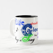 Clef-Note, Music, song...Glee Club, life, sing. Tweekleurige Koffiemok (Voorkant links)