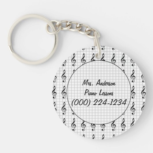 Clef Note on Graph Paper - Piano Teacher Sleutelhanger (Voorkant)