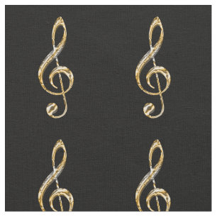 Clef Symbool Goud en Zilver Muziek Figuur Musical Stof