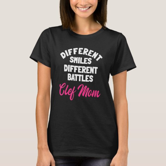 Cleft Lip Palate Strong Smile Pink Awareness Mothe T-shirt (Voorkant)