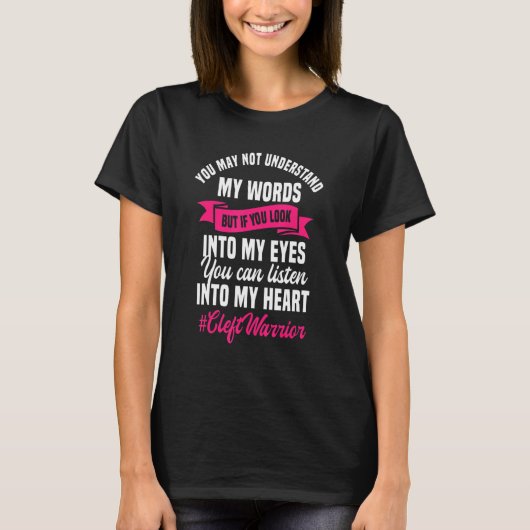 Cleft Lip Palate Warrior Pink Awareness Ribbon T-shirt (Voorkant)