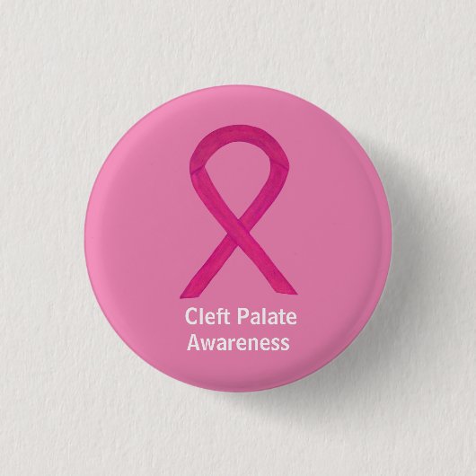Cleft Palate Awareness Hot Pink Ribbon Button Pin (Voorkant)