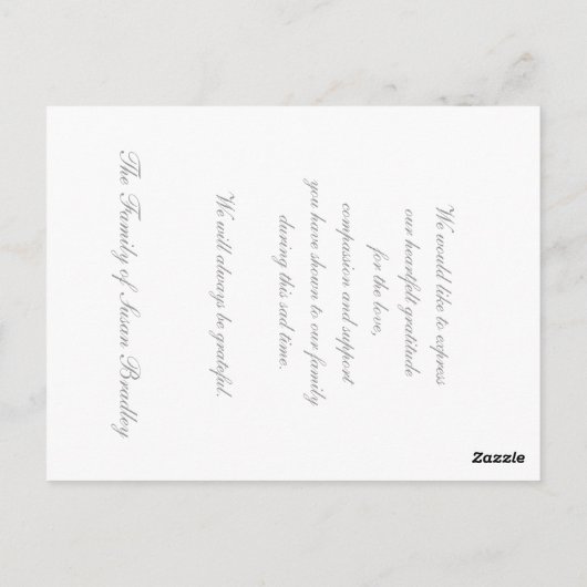 Clematis 1b Memorial Sympathy Dank u Briefkaart (Achterkant)