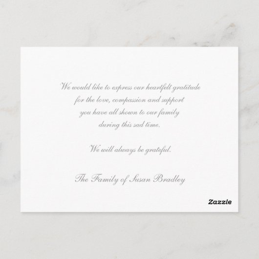 Clematis 1c Memorial Sympathy Dank u Briefkaart (Achterkant)