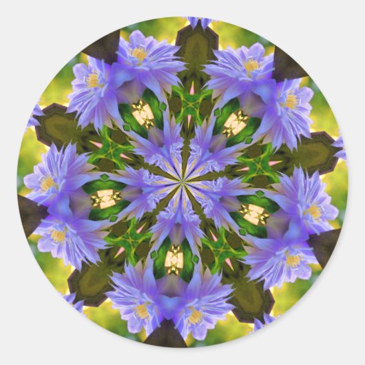Clematis Abstracte bloemkunst Ronde Sticker (Voorkant)