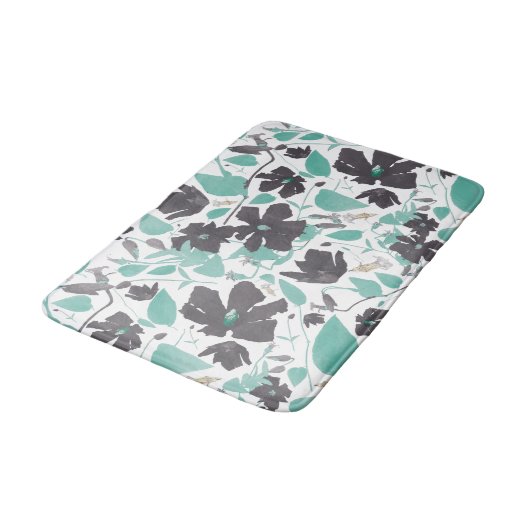 Clematis Blauwgroen Floral Pattern Badmat (Gekanteld)