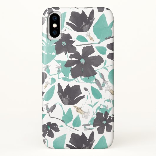 Clematis Blauwgroen Waterverf bloemenpatroon Case-Mate iPhone Case