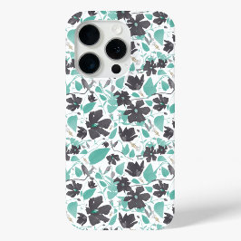 Clematis Blauwgroen Waterverf bloemenpatroon iPhone 15 Pro Case