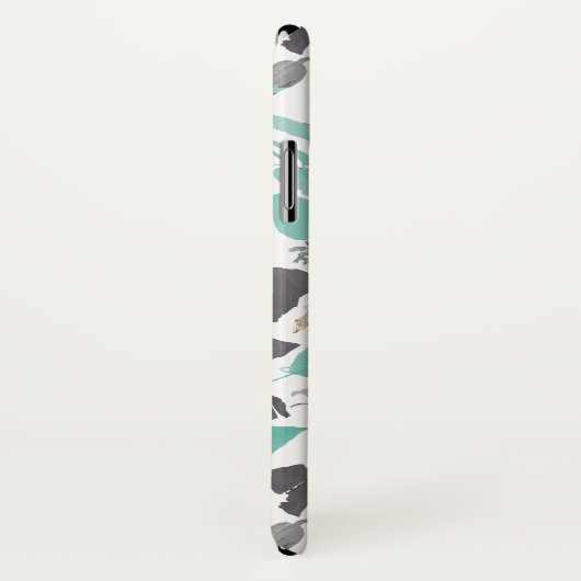 Clematis Blauwgroen Waterverf bloemenpatroon Case-Mate iPhone Case (Achterkant / rechts)