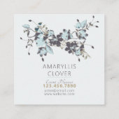 Clematis bloeiende blauwe bruine wijnstok vierkante visitekaartje (Achterkant)