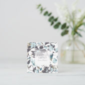 Clematis bloeiende blauwe bruine wijnstok vierkante visitekaartje (Staand voorkant)