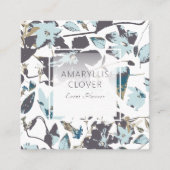 Clematis bloeiende blauwe bruine wijnstok vierkante visitekaartje (Voorkant)