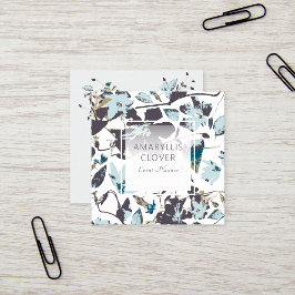 Clematis bloeiende blauwe bruine wijnstok vierkante visitekaartje