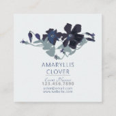 Clematis bloeiende blauwe grijze wijnstok vierkante visitekaartje (Achterkant)