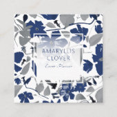 Clematis bloeiende blauwe grijze wijnstok vierkante visitekaartje (Voorkant)